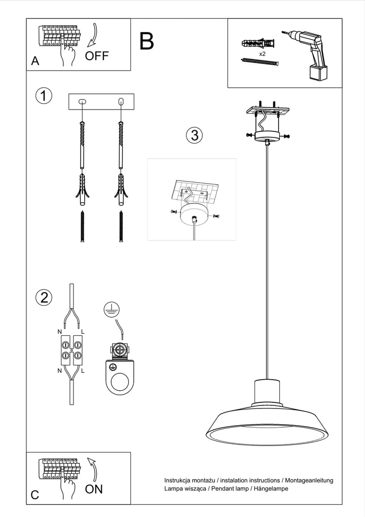 Afra pendant light Concrete and wood