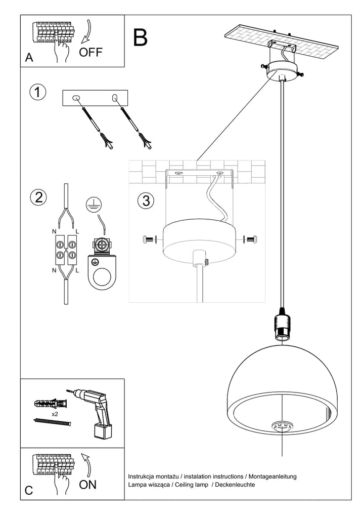 PABLITO Concrete Pendant Light Installation Guide
