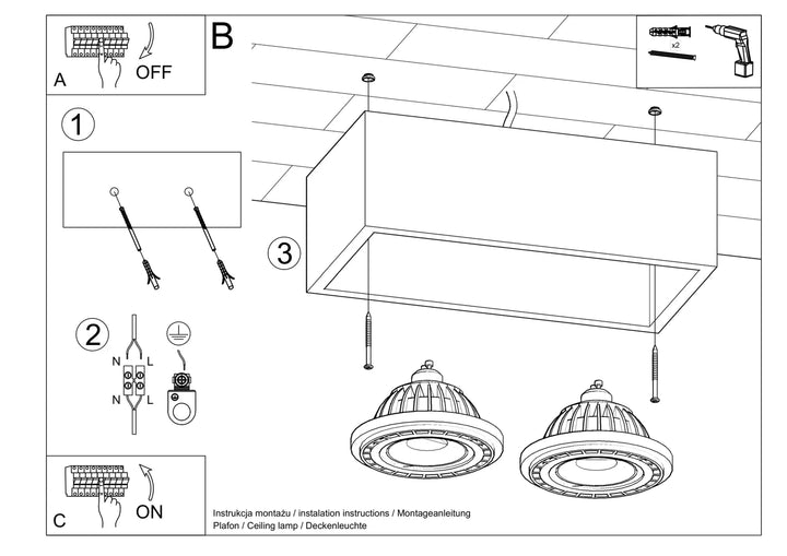QUATRO Concrete Ceiling Light