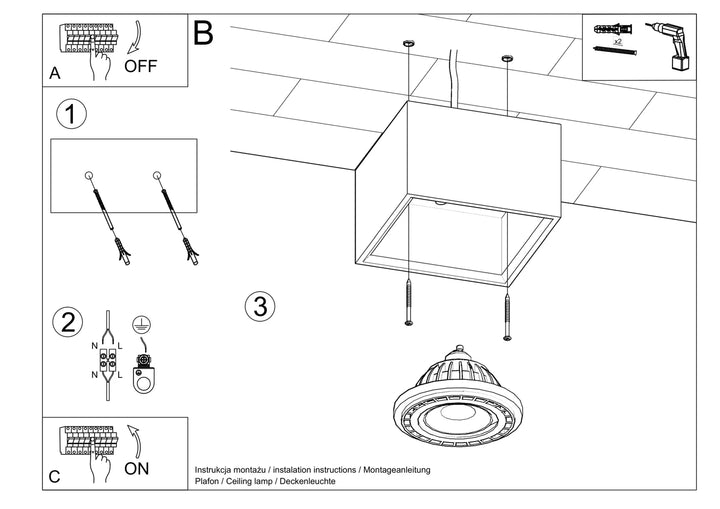 QUATRO Concrete Ceiling Light